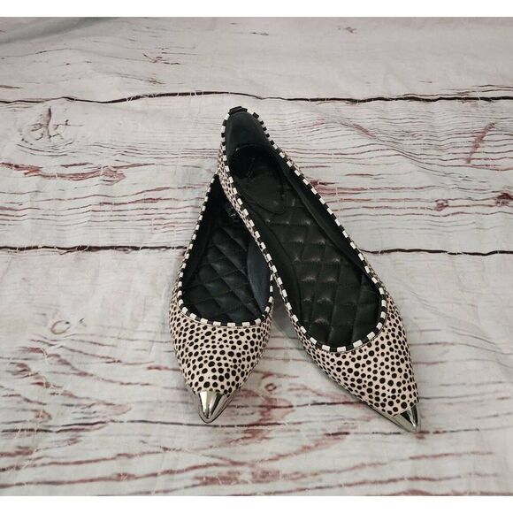 B Bryan Atwood Violette Cap Toe Spotted Calf Hair Flats Size 8 - Picture 1 of 8